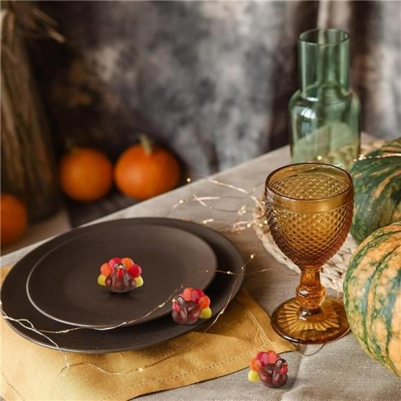 6 Pcs Mini Thanksgiving Turkey Plates Decor Hand Painted Mini Turkey Decor - Picture 5 of 6